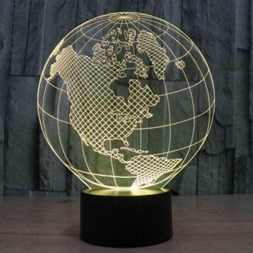 America Globe Style 7 Color Decoloration Creative Visual stéréo lampe 3D Touch Switch Control LED Light Lampe de bureau Night Light SA62418-013