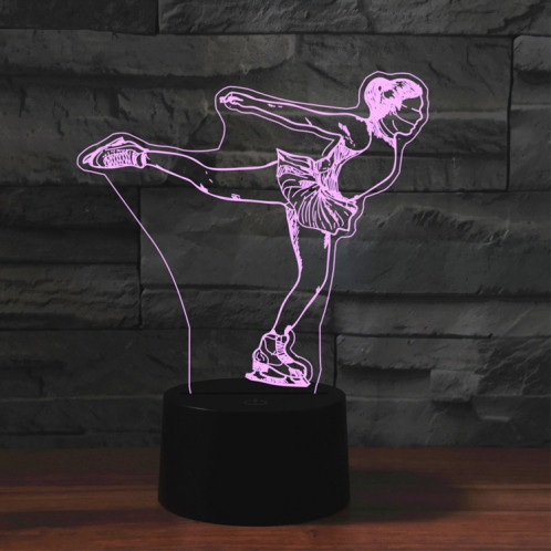 Veilleuse décorative à LED 3D créative à base noire de patinage sur glace, USB avec version à bouton tactile SH6257413-04