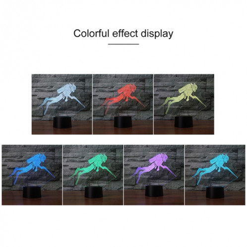 Lumière de nuit décorative créative 3D LED de base noire de plongée, version de télécommande de 16 couleurs SH62601642-04
