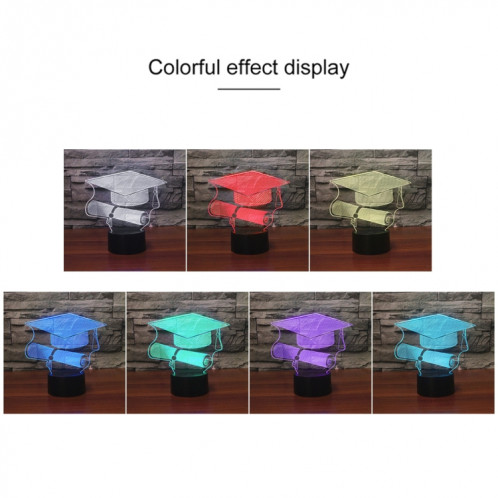 Lumière de nuit décorative créative 3D LED de base noire de casquette de célibataire, version de télécommande de 16 couleurs SH62821280-04
