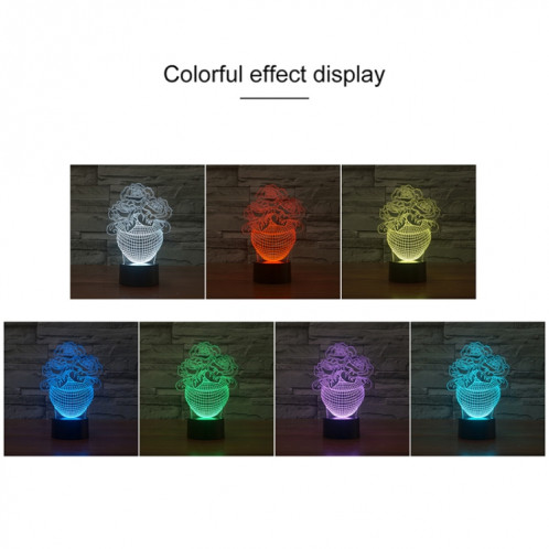 Lumière de nuit décorative colorée créative de base noire de rose 3D LED, USB avec la version de bouton tactile SH62871508-04
