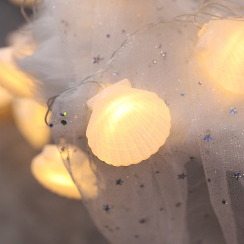 3m en forme de coque prise USB romantique LED chaîne vacances lumière, lampe décorative fée de style adolescente 20 LED pour Noël, mariage, chambre à coucher (blanc chaud) SH20WW1588-04