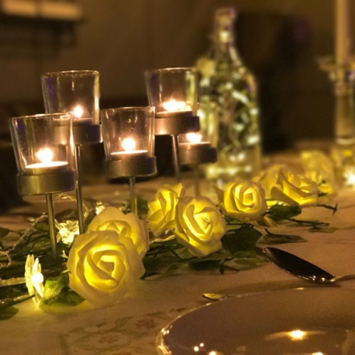 3m forme de rose prise USB romantique LED chaîne vacances lumière, lampe décorative fée de style adolescente 20 LED pour Noël, mariage, chambre à coucher (blanc chaud) SH29WW301-07