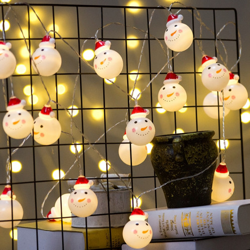 1,5 m bonhomme de neige LED vacances guirlande lumineuse, 10 LED 2 x piles AA Batterie alimenté chaud décoratif fée lampe décorative pour Noël, fête, chambre à coucher (lumière colorée) SH36CL352-05