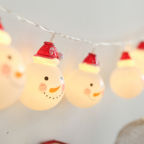 1,5 m bonhomme de neige LED vacances guirlande lumineuse, 10 LED 2 x piles AA Batterie alimenté chaud décoratif fée lampe décorative pour Noël, fête, chambre à coucher (blanc chaud) SH36WW426-05