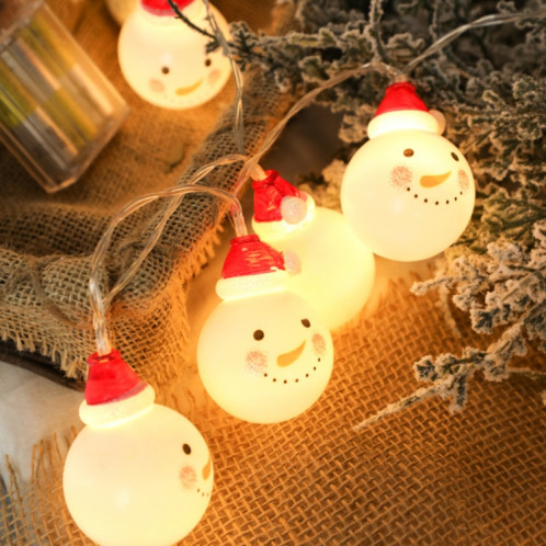 1,5 m bonhomme de neige LED vacances guirlande lumineuse, 10 LED 2 x piles AA Batterie alimenté chaud décoratif fée lampe décorative pour Noël, fête, chambre à coucher (blanc chaud) SH36WW426-05