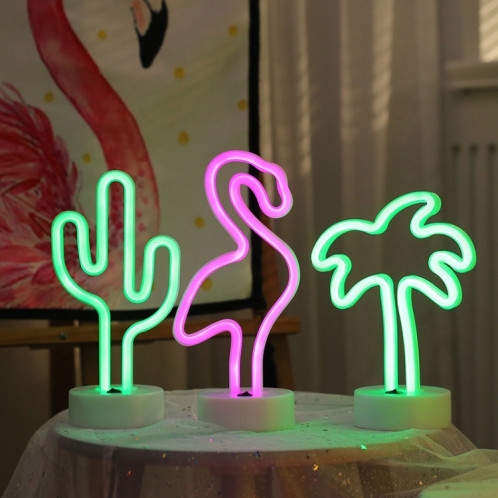 Cactus forme romantique néon LED vacances lumière avec support, fée chaleureuse lampe décorative lampe de nuit pour Noël, mariage, fête, chambre à coucher (lumière verte) SH62GL1087-03