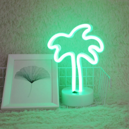 Arbre de noix de coco romantique Neon LED vacances lumière avec support, fée chaleureuse lampe décorative Veilleuse pour Noël, mariage, fête, chambre (lumière verte) SH63GL166-03