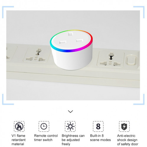 Prise intelligente pour télécommande WiFi 100A RGB Scene Light compatible avec Alexa et Google Home, CA 220-240V, prise anglaise SH69041494-08