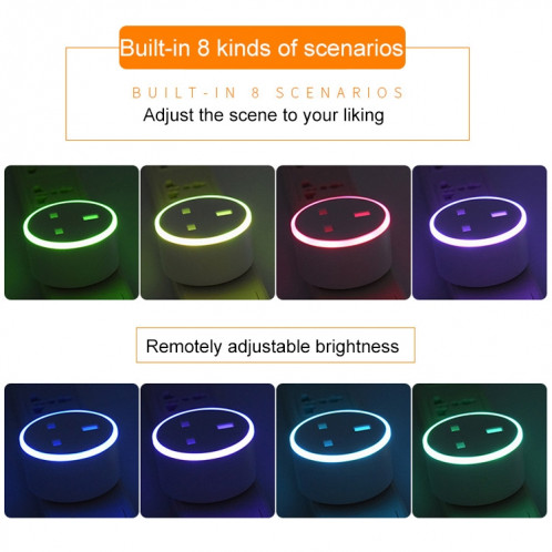 Prise intelligente pour télécommande WiFi 100A RGB Scene Light compatible avec Alexa et Google Home, CA 220-240V, prise anglaise SH69041494-08
