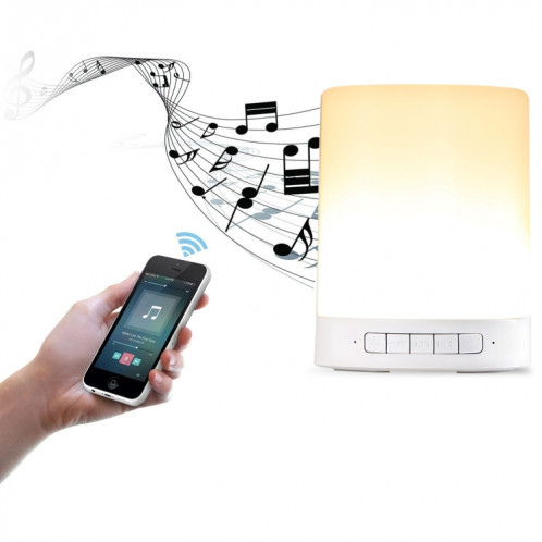 388 Ambiance Lampe de table de musique légère Haut-parleur Bluetooth sans fil multifonction avec lumière et poignée LED, Prise en charge AUX IN & Hands-free Answer & TF Card S369970-018