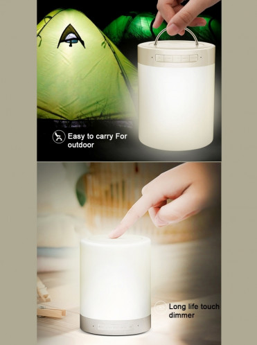 388 Ambiance Lampe de table de musique légère Haut-parleur Bluetooth sans fil multifonction avec lumière et poignée LED, Prise en charge AUX IN & Hands-free Answer & TF Card S369970-018