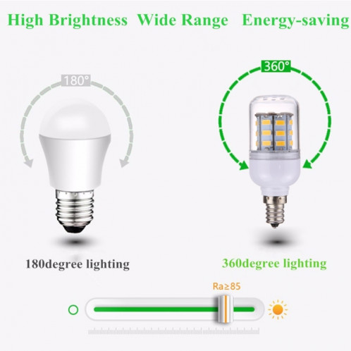 E12 lumière chaude de maïs de 3W LED blanche, ampoule de 30 LEDs SMD 5730, CA 220-240V SH27WW31-011