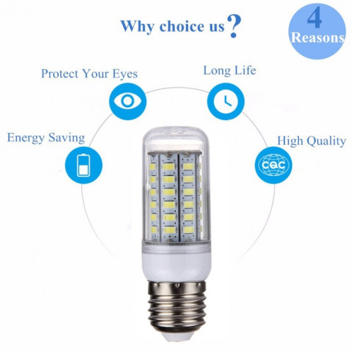 Lumière de maïs de la lumière blanche LED de l'E27 5W, ampoule de 56 LEDs SMD 5730, CA 220V SH40WL63-011