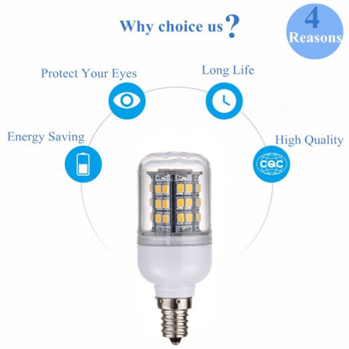 Lumière blanche de maïs de la lumière E12 2.5W LED, ampoule de 48 LEDs SMD 2835, CA 220V SH05WW581-011