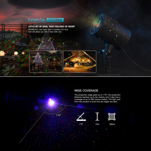 Blinblin CMF-A101 IP65 Imperméable À L'eau Shell Paysage Lumière, Rouge + Vert Lampe Mini Laser Extérieure Dynamique SH72641009-010