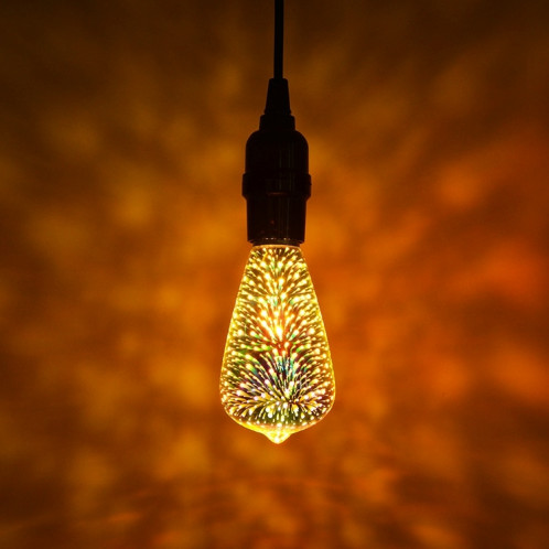ST64 E27 4W IP65 imperméabilisent l'ampoule chaude de feux d'artifice du blanc 3D, 2700K 48 LED SMD 2835 lampe décorative vintage de décoration d'atmosphère, CA 85-265V SH45WW1119-09