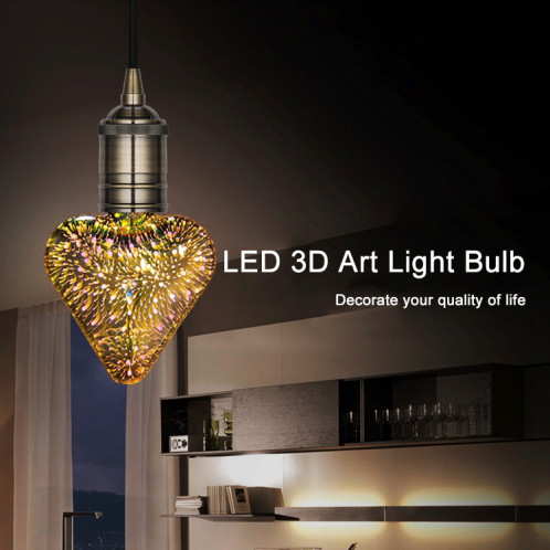 E27 4W IP65 imperméable à l'eau en forme de cœur chaud blanc 3D feux d'artifice LED ampoule, 2700K 48 LED SMD 2835 lampe décoratif à l'atmosphère vintage décoration, AC 85-265V SH48WW974-09
