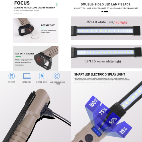 FA-WK06 Lumière de secours de travail pliable rechargeable multifonctionnel avec fonction de banque d'alimentation SH783180-07