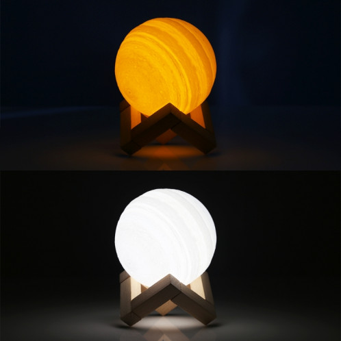 Lampe d'impression 3D Jupiter, Diamètre: 10cm, USB Touch Control 2-Color Changement de lumière LED Night Energy avec base de support en bois SH78901590-013