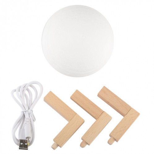Lampe d'impression 3D Jupiter, Diamètre: 10cm, Recharge USB Patted 7-Color Changement de lumière à LED Éclairage à économie d'énergie avec socle en bois SH7891340-013