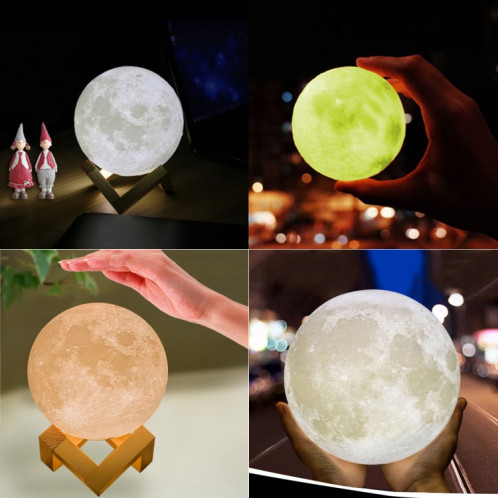 Lampe d'impression 3D Jupiter, Diamètre: 10cm, Recharge USB Patted 7-Color Changement de lumière à LED Éclairage à économie d'énergie avec socle en bois SH7891340-013