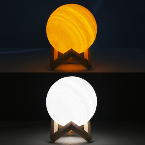 Lampe d'impression 3D Jupiter, Diamètre: 18cm, Contrôle de charge USB, 2 couleurs Changement de couleur Éclairage LED à économie d'énergie avec socle en bois SH7894764-013