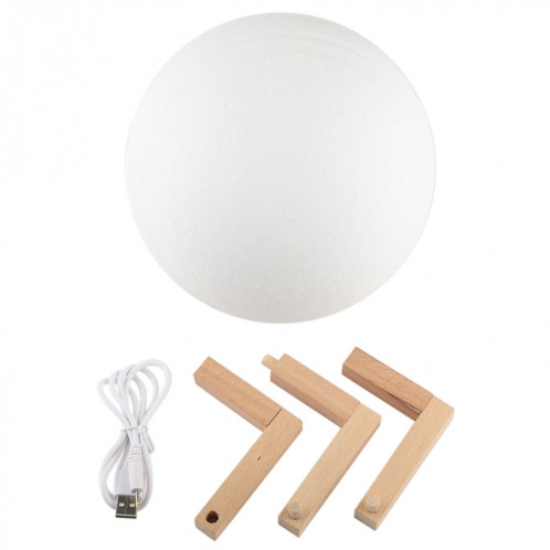 Lampe d'impression 3D Jupiter, Diamètre: 18cm, Recharge USB Patted 7-Color Changement de lumière à LED Éclairage à économie d'énergie avec base de support en bois SH7895199-013