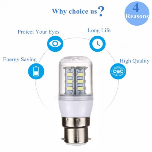 Ampoule B22 2.5W Corn Light 24 LED SMD 5730, AC 12-80V (Lumière Blanche) SH19WL1699-011