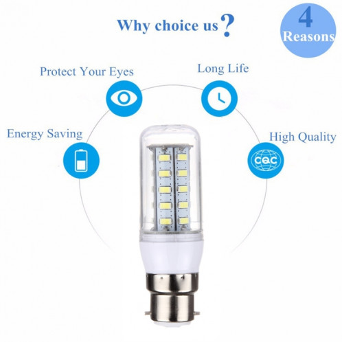 Ampoule de maïs B22 3.5W 36 LED SMD 5730 LED, AC 110-220V (lumière blanche) SH31WL763-011
