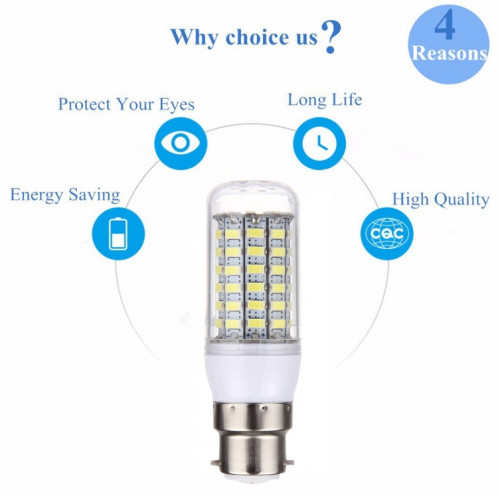 Ampoule de maïs B22 5.5W 69 LED SMD 5730 LED, AC 110-130V (lumière blanche) SH49WL1616-011