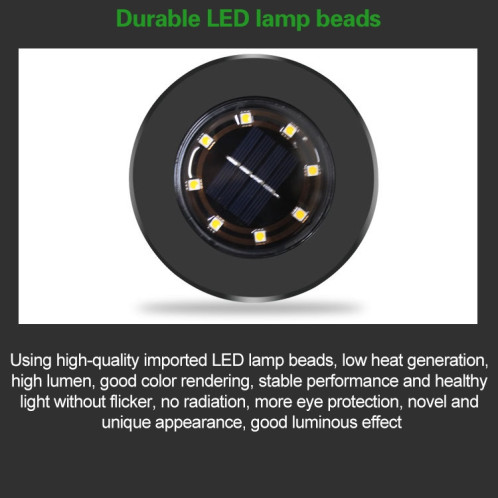 4 PCS 8 LED IP65 Lampe enterrée à énergie solaire étanche Garden Villa Garden Lawn Projecteur décoratif (lumière blanche) SH26WL1298-011