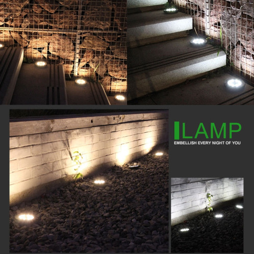 4 PCS 8 LED IP65 Lampe enterrée à énergie solaire étanche Garden Villa Garden Lawn Projecteur décoratif (lumière blanche) SH26WL1298-011