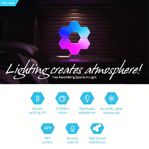 3 PCS / Set LifeSmart Creative Geometry Assembly Quantum Light avec Base, Smart APP Control / Voice Control SL9821989-013