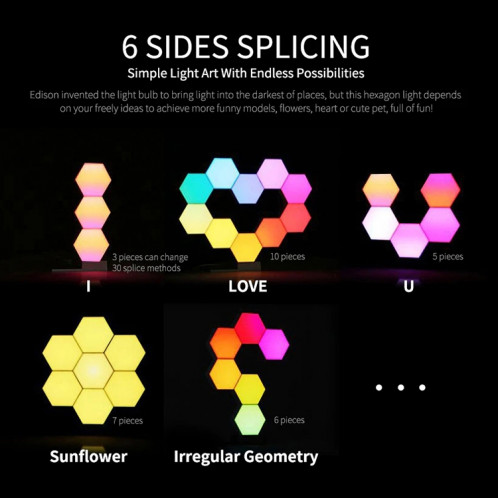 3 PCS / Set LifeSmart Creative Geometry Assembly Quantum Light avec Base, Smart APP Control / Voice Control SL9821989-013