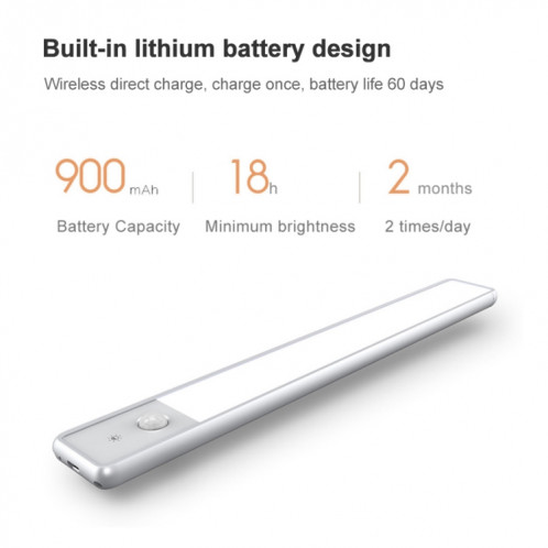 Capteur de lumière sans fil d'origine Xiaomi Youpin EZVALO 1W + lumière de capteur de corps humain, lumière blanche 5000 K, longueur de 40 cm SX98321008-013
