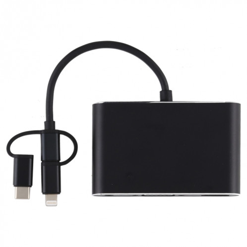 3 en 1 8 broches + Micro USB + Type-C vers AV + HDMI + VGA 15 broches convertisseur d'adaptateur de lecteur d'écran HD avec audio SH65151954-012