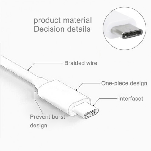 5 PCS 1m Wave Woven Style Tête en métal USB 3.1 Type C vers USB 2.0 Câble de données / chargeur, 5 PCS 1m Wave Woven Style Metal Head USB 3.1 Type C vers USB 2.0 Données / Kit de câble de chargeur SH0003862-010