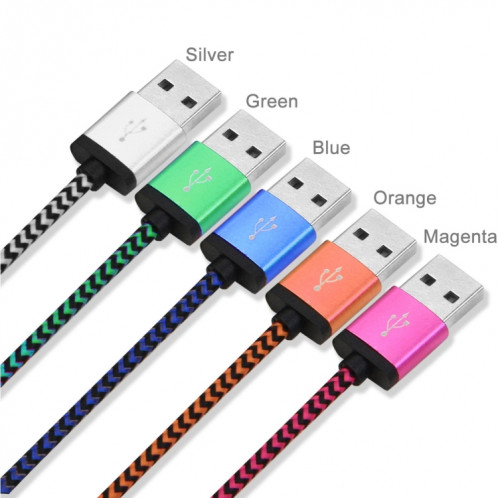 5 PCS 1m Wave Woven Style Tête en métal USB 3.1 Type C vers USB 2.0 Câble de données / chargeur, 5 PCS 1m Wave Woven Style Metal Head USB 3.1 Type C vers USB 2.0 Données / Kit de câble de chargeur SH0003862-010