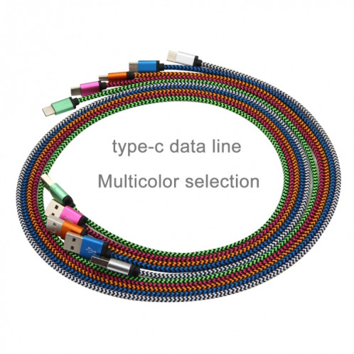 5 PCS 1m Wave Woven Style Tête en métal USB 3.1 Type C vers USB 2.0 Câble de données / chargeur, 5 PCS 1m Wave Woven Style Metal Head USB 3.1 Type C vers USB 2.0 Données / Kit de câble de chargeur SH0003862-010