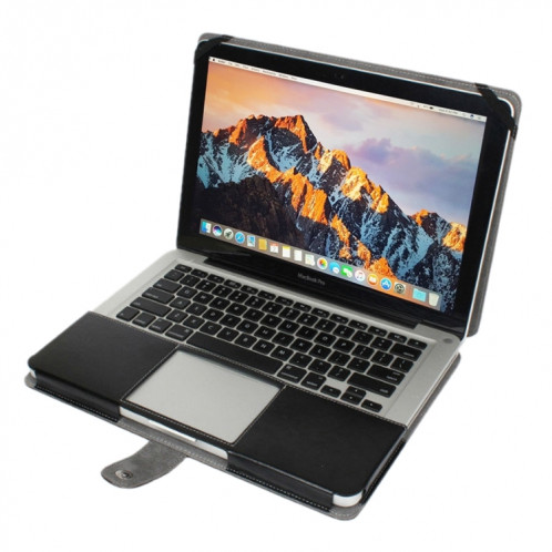 Pour Macbook Pro 15,4 pouces Laptop Crazy Horse Texture Horizontal Flip étui en cuir (Noir) SH058B622-07