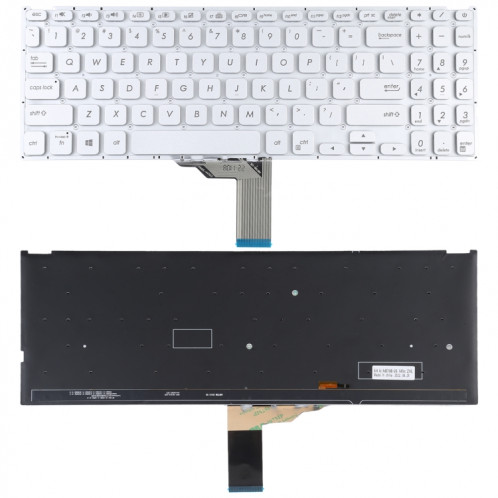 Pour Asus Vivobook X512 X512D X512DA X512F X512FA X512U Clavier Version US avec rétroéclairage (Argent) SH763S1952-05