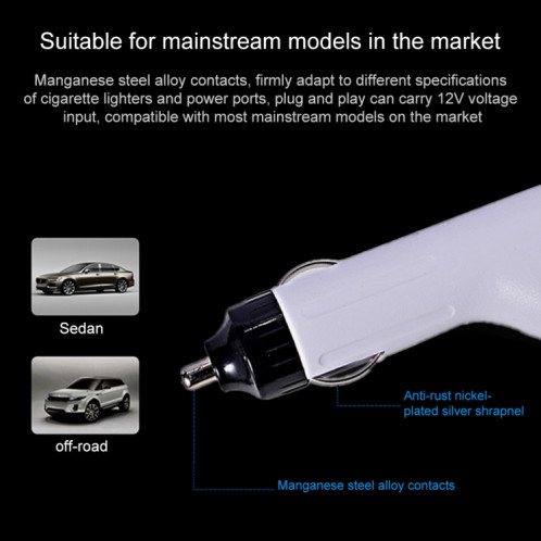 60W 16.5V 3.65A 5 broches T style MagSafe 2 chargeur de voiture avec 1 port USB pour Apple Macbook A1465 / A1502 / A1435 / MD212 / MD2123 / MD662, longueur: 1,7 m (blanc) SH383W1525-06