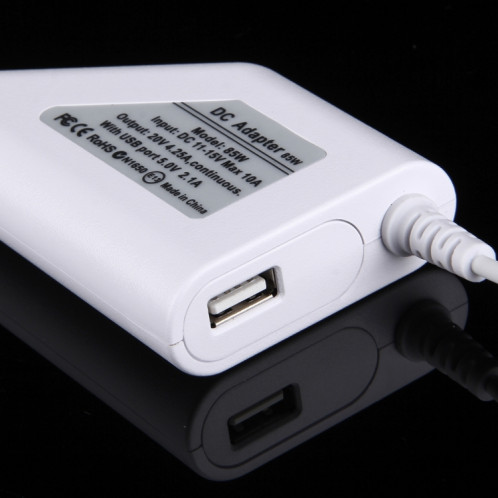 85W 20V 4.25A 5 Pin Style T MagSafe 2 chargeur de voiture avec 1 port USB pour Apple Macbook A1398 / A1424 / MC975 / MC976 / ME664 / ME665, longueur: 1,7 m (blanc) SH384W255-07
