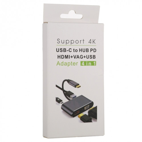 Adaptateur multifonction d'interface 4 en 1 USB / Type-C vers 4K HDMI + VGA + USB 3.0 SH25151269-07