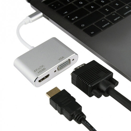 Adaptateur multifonction d'interface 4 en 1 USB / Type-C vers 4K HDMI + VGA + USB 3.0 SH25151269-07