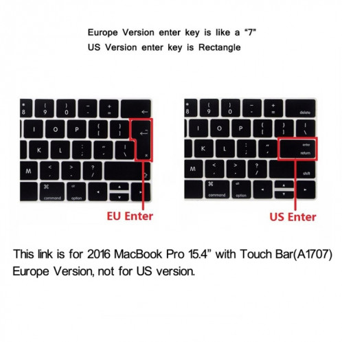 ENKAY Hat-Prince 2 en 1 Coque de protection en plastique dur givré + Version Europe Ultra-mince TPU Protecteur de clavier pour 2016 MacBook Pro 15,4 pouces avec barre tactile (A1707) (Noir) SE603B919-012