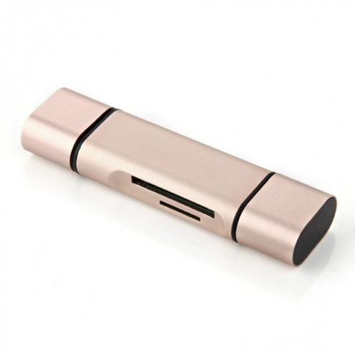 3 en 1 Type-c & Micro USB & USB 2.0 Lecteur de carte SD / TF 3 ports pour Smartphones / PC compatibles OTG (Or) SH001J410-05