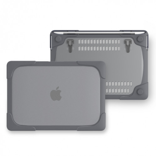 Pour Macbook Pro 13.3 pouces (A1708) & avec Touchbar (A1706) ordinateur portable TPU + PC pliant antichoc étui de protection avec support (gris) SH108H104-012