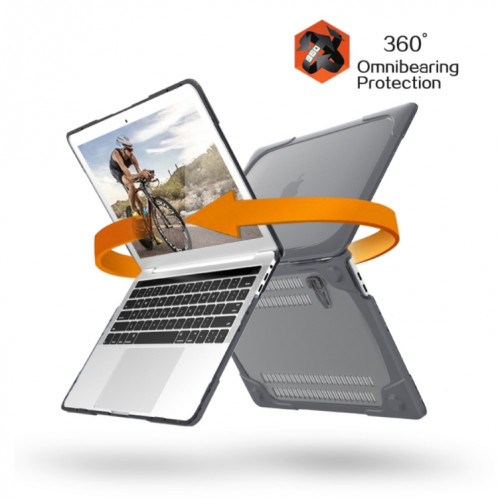 Pour Macbook Pro 13.3 pouces (A1708) & avec Touchbar (A1706) ordinateur portable TPU + PC pliant antichoc étui de protection avec support (gris) SH108H104-012